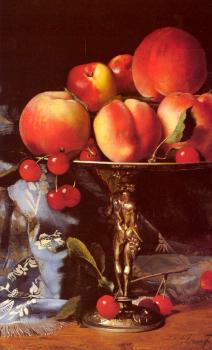 佈萊斯 亞歷山大 德斯戈夫 Still Life with Peaches, Plums and Cherries